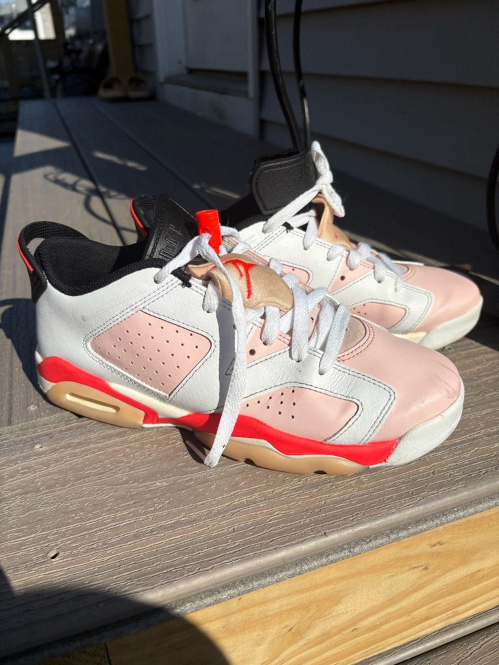 Jordan Kids Pink, White & Red Low-Top Sneakers